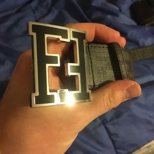 Fendi Zucca belt grey and black